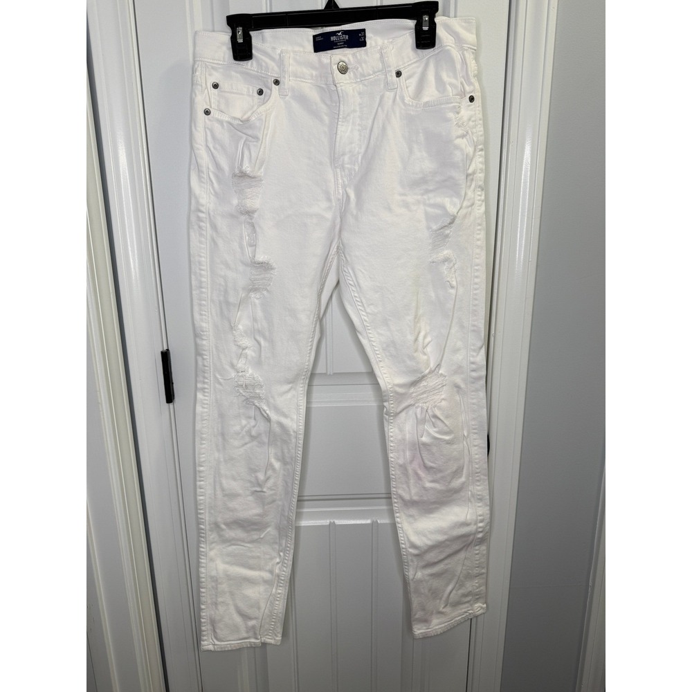 Hollister Skinny Jeans 31x32 White Excellent Distressed Streetwear